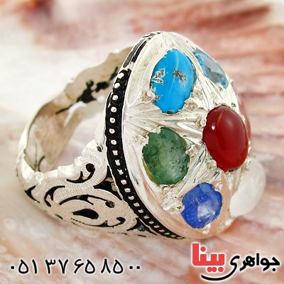 انگشتر چند جواهر مرغوب مردانه درشت فاخر _کد:1504