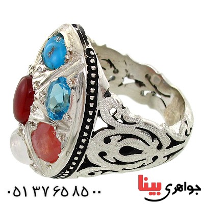 انگشتر چند جواهر مرغوب مردانه درشت فاخر _کد:1504