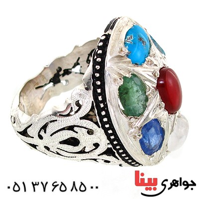 انگشتر چند جواهر مرغوب مردانه درشت فاخر _کد:1504