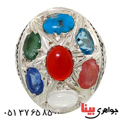 انگشتر چند جواهر مرغوب مردانه درشت فاخر _کد:1504