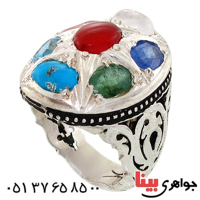 انگشتر چند جواهر مرغوب مردانه درشت فاخر _کد:1504