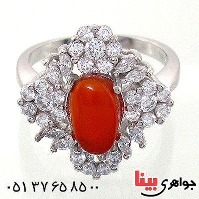 انگشتر عقیق یمنی درشت زنانه مدل گلسا