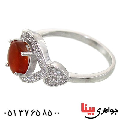 انگشتر عقیق یمنی زنانه مدل قلب
