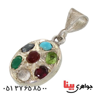گردنبند چند جواهر هفت نگین بیضی