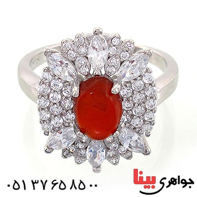 انگشتر عقیق یمنی زنانه درشت مدل یکتا