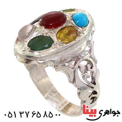 انگشتر چند جواهر مردانه درشت شبکه کاری