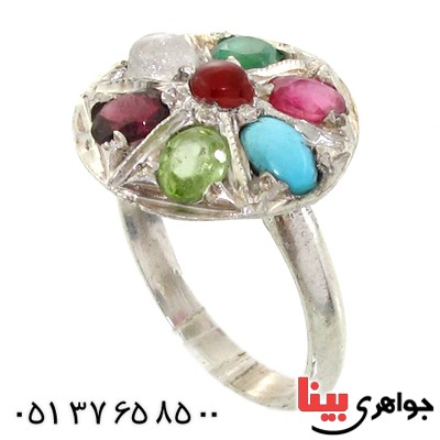 انگشتر چند جواهر زنانه درشت دایره ای