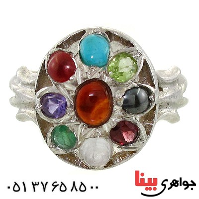 انگشتر چند جواهر مردانه نه نگین _کد:10745