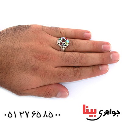 انگشتر چند جواهر مردانه نه نگین _کد:10745