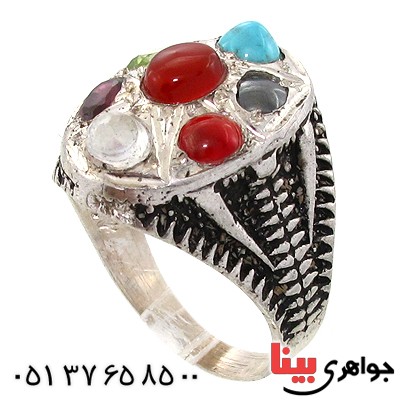 انگشتر چند جواهر مردانه سیاه قلم