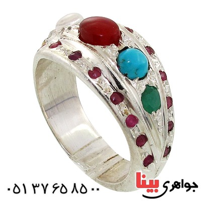 انگشتر چند جواهر مرغوب مردانه درشت سنتی