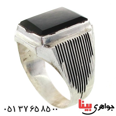 انگشتر عقیق سیاه (اونیکس) مردانه درشت مدل پهلوان