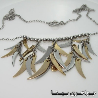 سینه ریز نقره برگی سفید طلائی