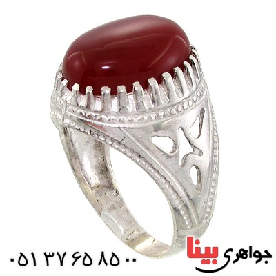 انگشتر عقیق قرمز مردانه دور چنگی