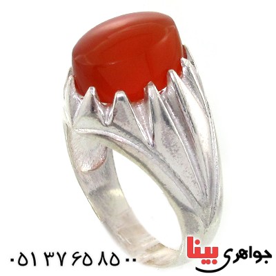 انگشتر عقیق یمنی مردانه دور چنگی