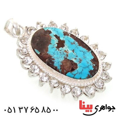 گردنبند فیروزه نیشابوری شجری زنانه دور جواهری _کد:10787