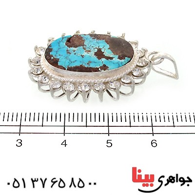 گردنبند فیروزه نیشابوری شجری زنانه دور جواهری _کد:10787