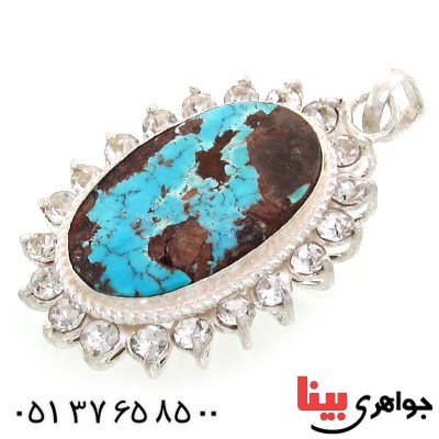 گردنبند فیروزه نیشابوری شجری زنانه دور جواهری