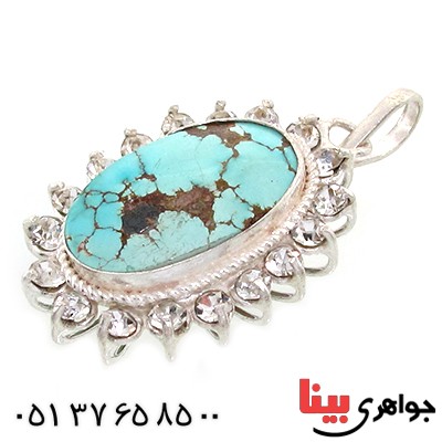 گردنبند فیروزه نیشابوری شجری زنانه دور جواهری