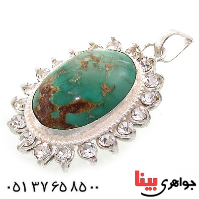 گردنبند فیروزه نیشابوری شجری زنانه دور جواهری