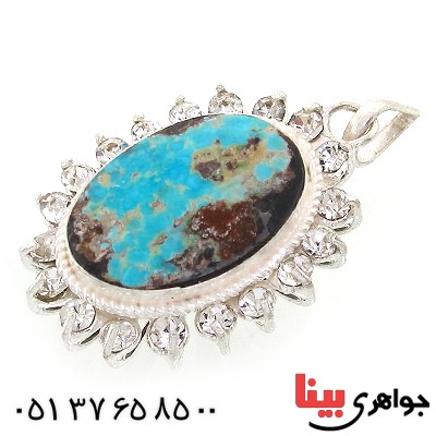 گردنبند فیروزه نیشابوری شجری زنانه دور جواهری