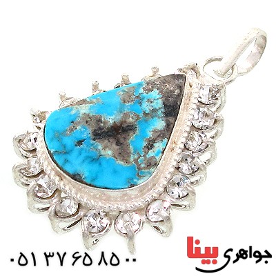 گردنبند فیروزه نیشابوری شجری زنانه دور جواهری اشکی