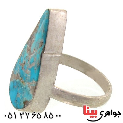 انگشتر فیروزه نیشابوری شجری درشت دور ساده اشکی