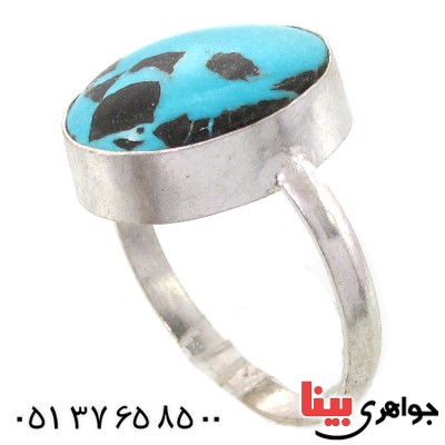 انگشتر فیروزه نیشابوری شجری خوشرنگ دور ساده