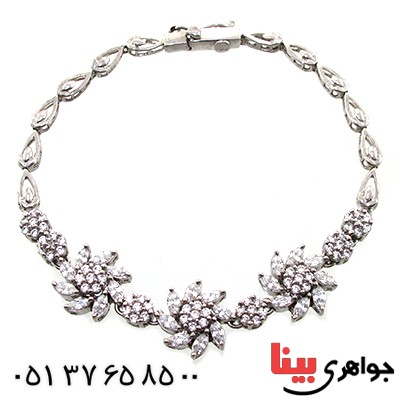 دستبند نقره زنانه مدل گل مجلسی