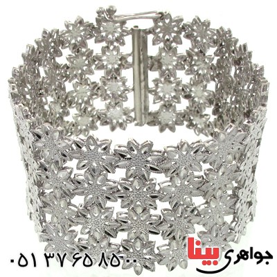 دستبند نقره زنانه درشت و سنگین با آینه کاری مجلسی