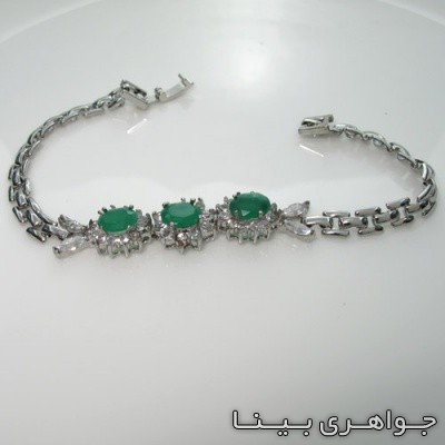 دستبند جید سبز زمردی تیتانیوم