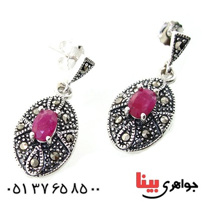 گوشواره یاقوت سرخ زنانه مارکازیت درجه یک هانگ