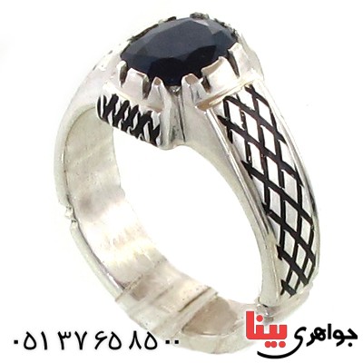 انگشتر یاقوت کبود کلاسیک مدل فرزین