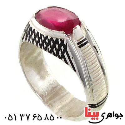 انگشتر یاقوت سرخ خوشرنگ مدل سوهانی _کد:10920