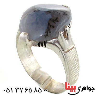 انگشتر عقیق شجری مردانه مدل چهار چنگ