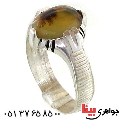 انگشتر عقیق شجری مردانه مدل بوته
