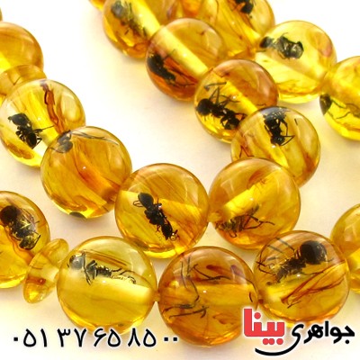 تسبیح کهربا پودری حشره ای 33 دانه ای کروی