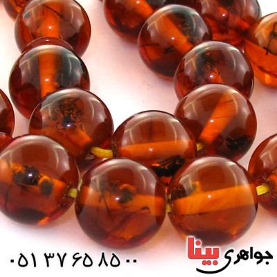 تسبیح کهربا پودری حشره ای 33 دانه ای گرد