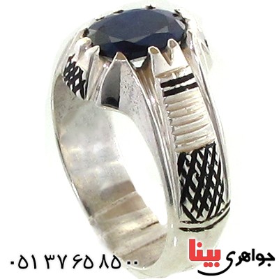 انگشتر یاقوت کبود مدل سوهانی