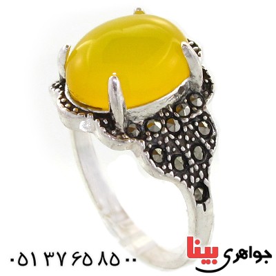 انگشتر عقیق شرف الشمس درشت زنانه مارکازیتی