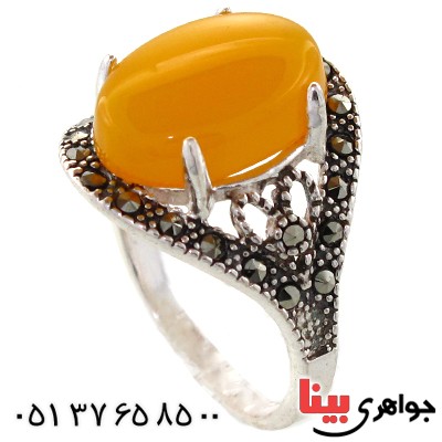 انگشتر عقیق شرف الشمس درشت زنانه مارکازیتی