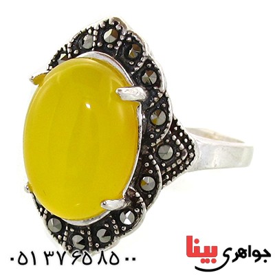 انگشتر عقیق شرف الشمس درشت زنانه مارکازیتی
