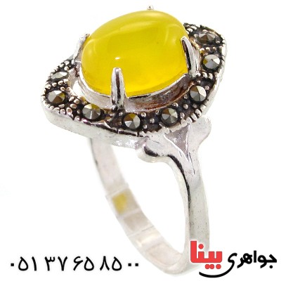 انگشتر عقیق شرف الشمس درشت زنانه مارکازیتی