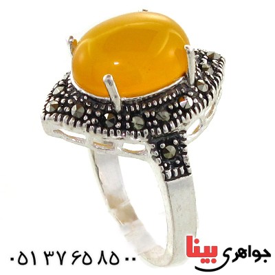 انگشتر عقیق شرف الشمس درشت زنانه مارکازیتی