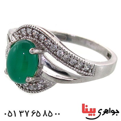 انگشتر عقیق سبز زنانه مدل مهین