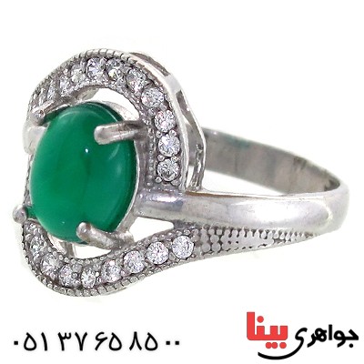انگشتر عقیق سبز زنانه مدل شهین