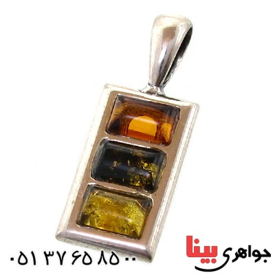 گردنبند کهربا درجه یک مدل مستطیلی سه رنگ