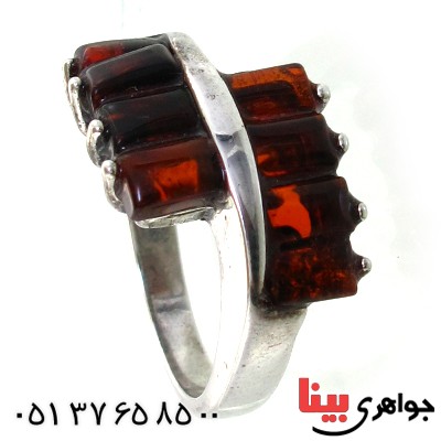 انگشتر کهربا درجه یک زنانه درشت مدل موج