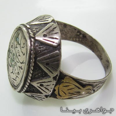 انگشتر سیاه قلم با تزیین برنج