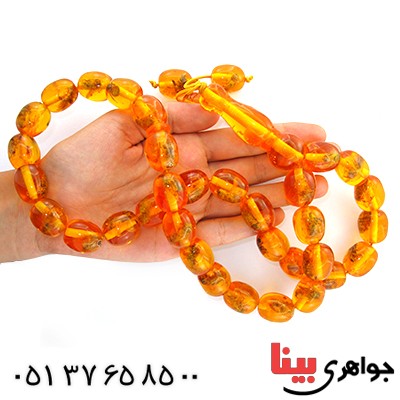 تسبیح کهربا دکوری زنبوری بسیار درشت _کد:11033